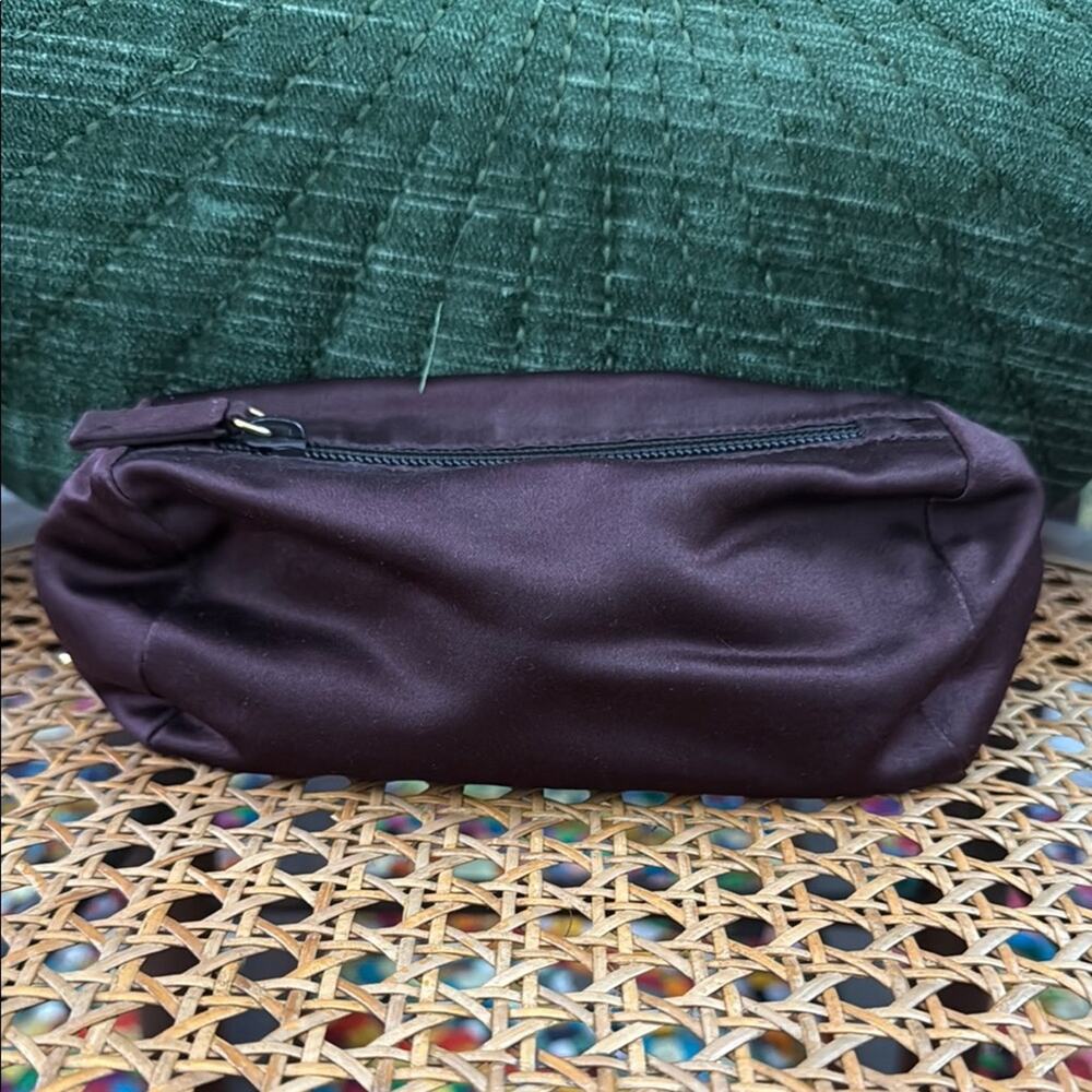 Prada Eggplant Purple Satin Top Zip Brush Pen Makeup Pouch Bag Case - Picture 2 of 8